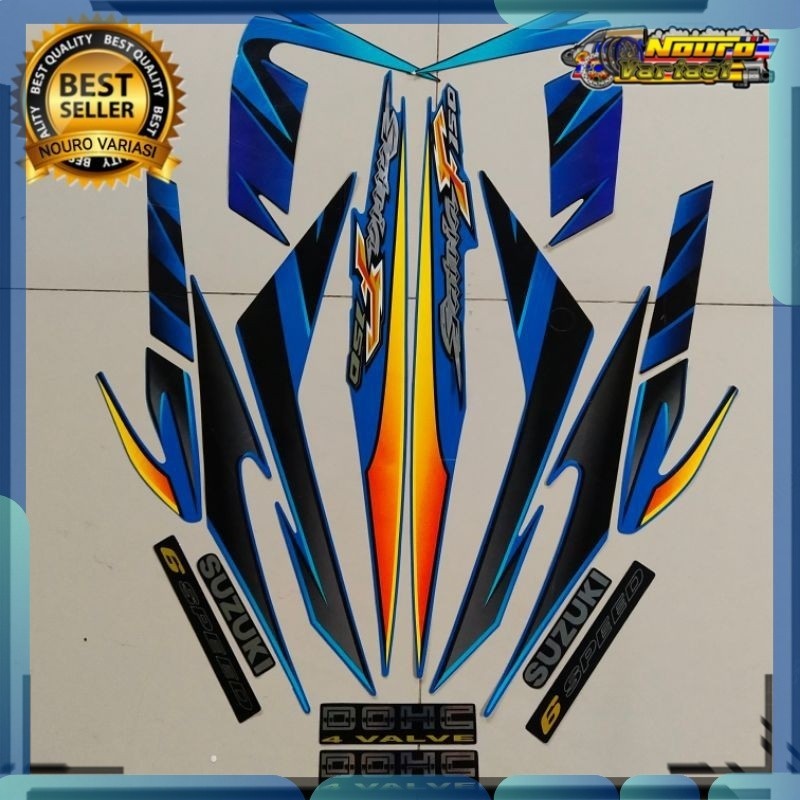Stiker Striping Suzuki Satria fu f 150 2007 2008 biru list motor thailand bagus