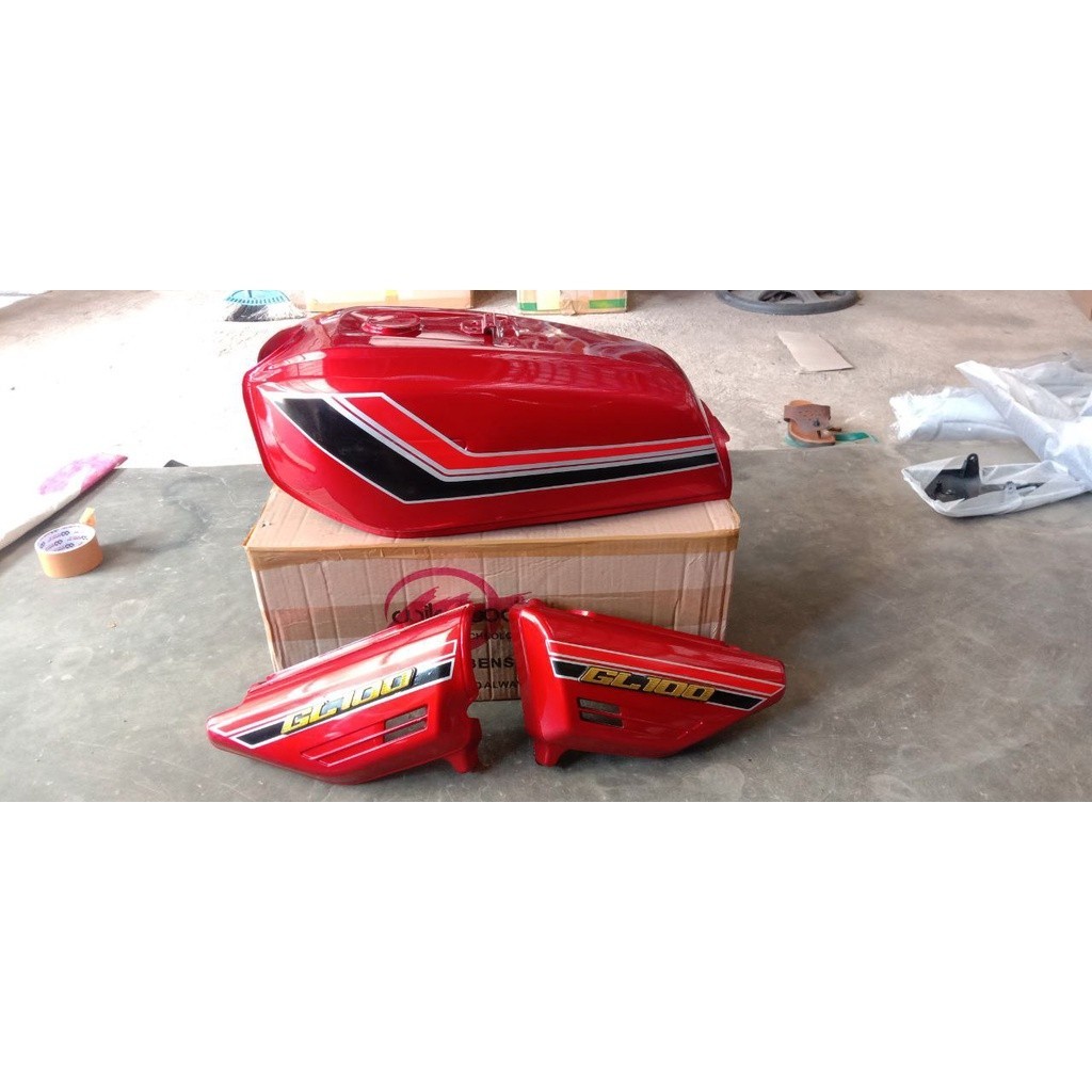 TANGKI TENGKI TANKI GL100 GL 100 IMPORT SET BOK AKI STRIPING IMPORT KULAITAS ORIGINAL WARNA MERAH MA