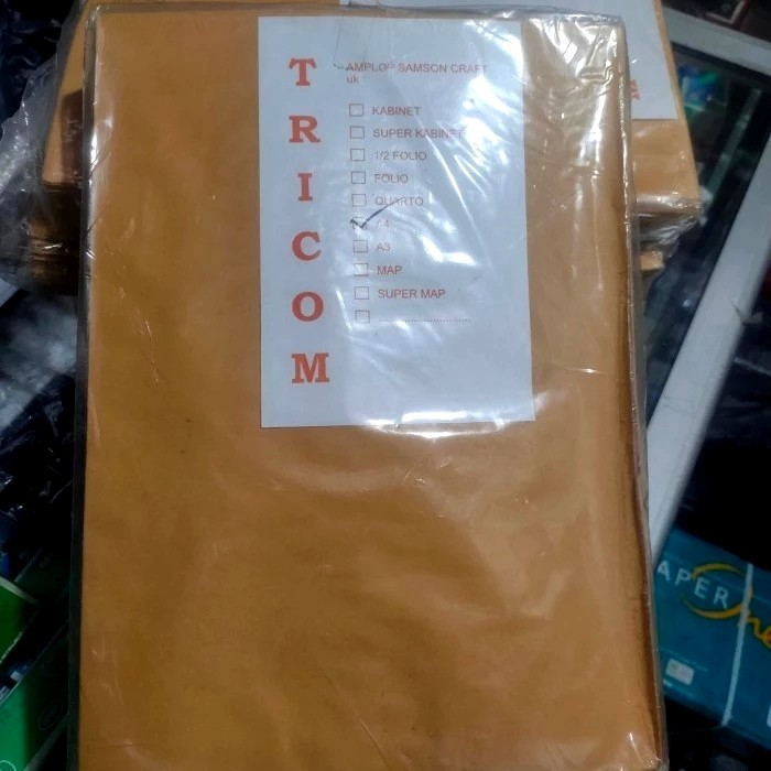 

Amplop Coklat A4 isi 100 lembar Tricom