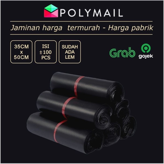

POLYMAILER ±100PCS 35x50CM HITAM GLOSSY PLASTIK PACKING