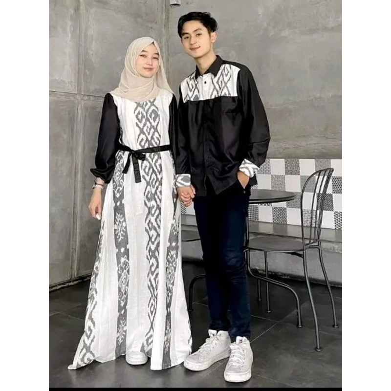 Gamis Tenun Couple Tenun Etnik Baju Kondangan Couple Pasangan Prewedding Tenun Terbaru Kombinasi