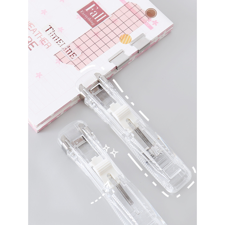 

Hand Paper Clipper With Refills Metal Paper Clips For Document Binding Stationery 40 pages Folder Paperless Clip H0544