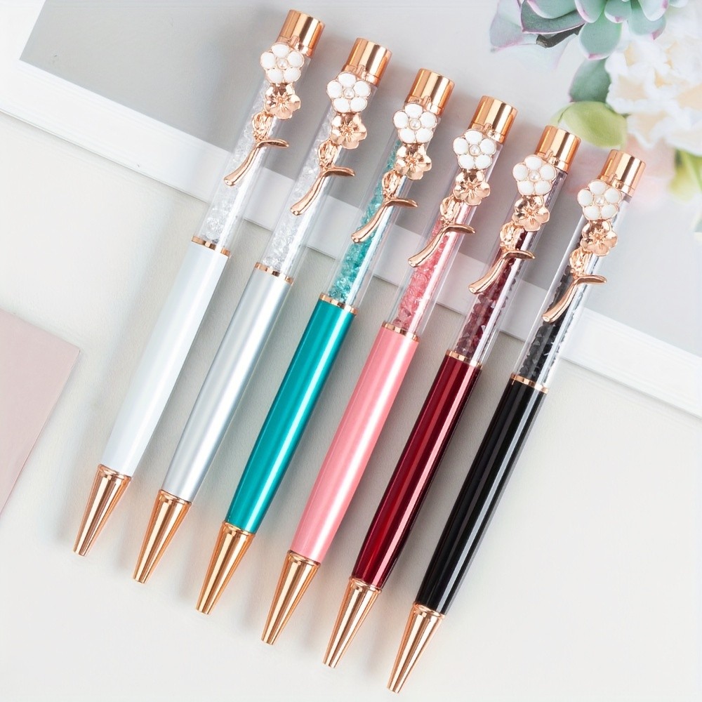 

1 Piece Quicksand Oil Ballpoint Pen Flower Metal Office School Stationery Office Accessories Korean Stationery