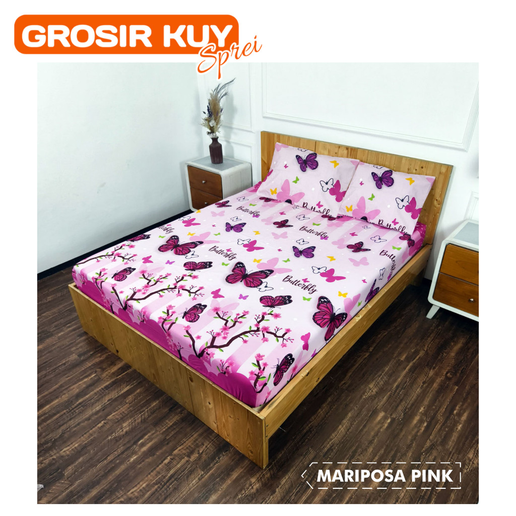 sprai kasur home made murah motif mariposa pink spray set sarung bantal guling