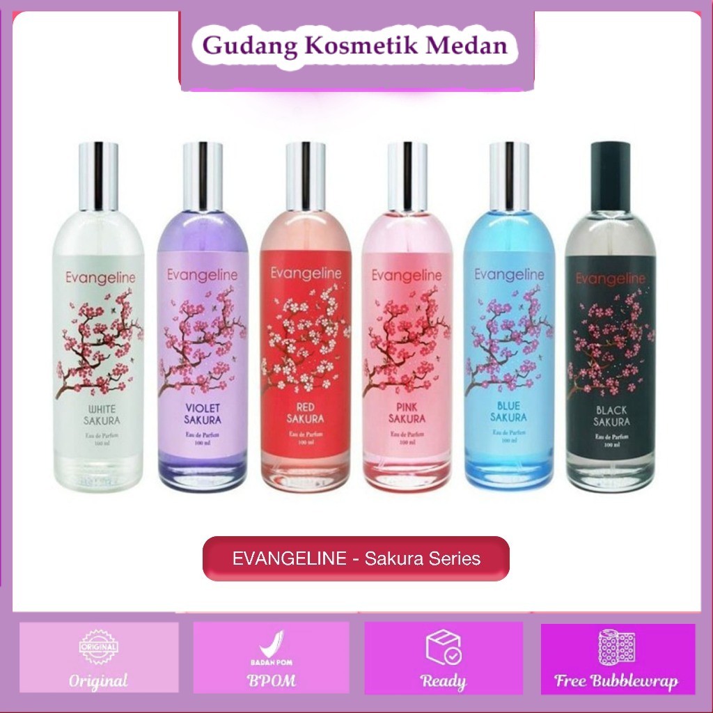 EVANGELINE - EAU DE PARFUM SAKURA SERIES ( 100 ml ) - Perfume Red / Blue / Black / White / Pink / Pu
