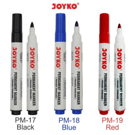 

SPIDOL MARKER PERMANENT PM-17 PM-19 JOYKO BLACK HITAM RED MERAH PERMANEN PM 17 ROUND TIP MURAH AWET ATK MURAH PM17