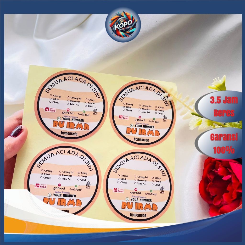 

KOPO 2-4 Cetak Stiker Label Kemasan Cireng Cilok Cibay Sticker Bulat Free Desain Custom Brand