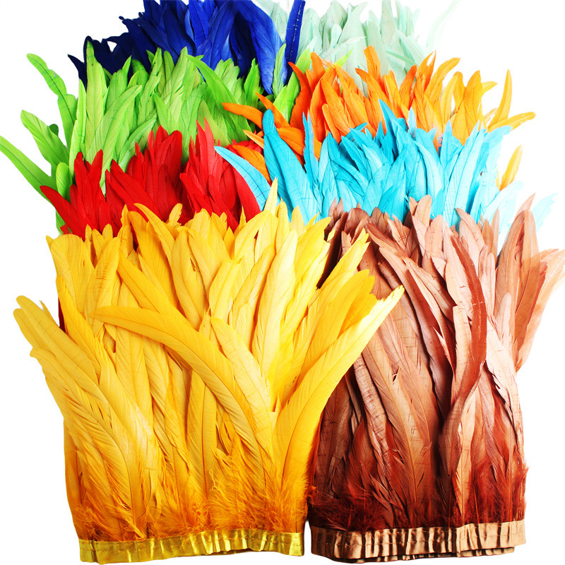 

10 Yards Rooster Feathers Trim for DIY Handicrafts, 25-30cm Feather Fringes for Clothes or Carnival Accessories