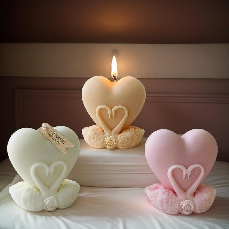 

3D Silicone Candle Making Molds Heart Shape Non-Stick Candles Mold Easy-Release Candle Making Moulds Silicone Molds for Birthday