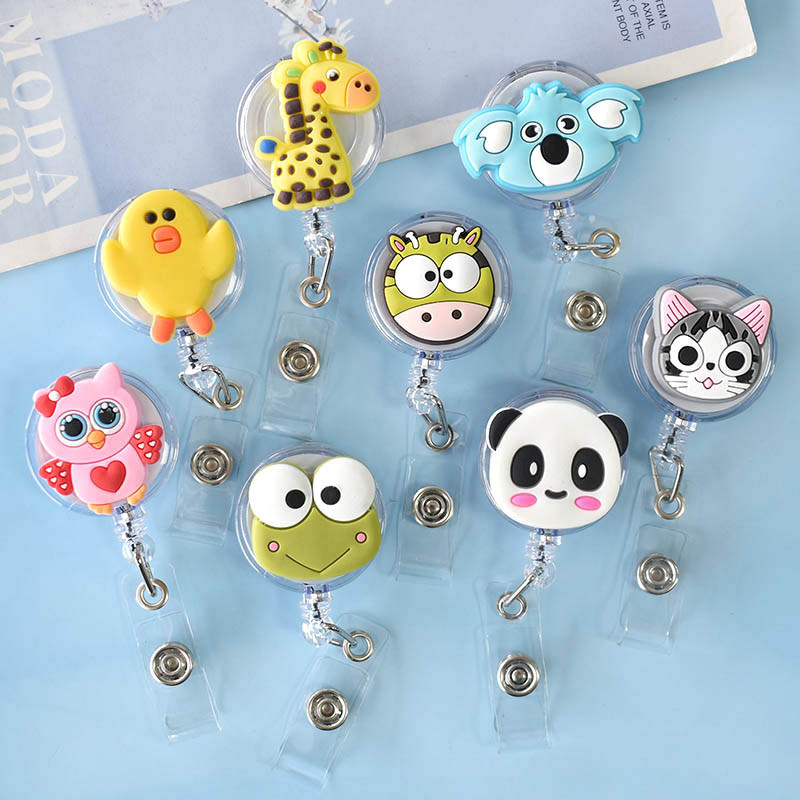 

1 Piece Cartoon Animals Giraffe Koala Retractable Nurse Doctor Badge Reel Clips Hospital Medical Students ID Name Card Holder