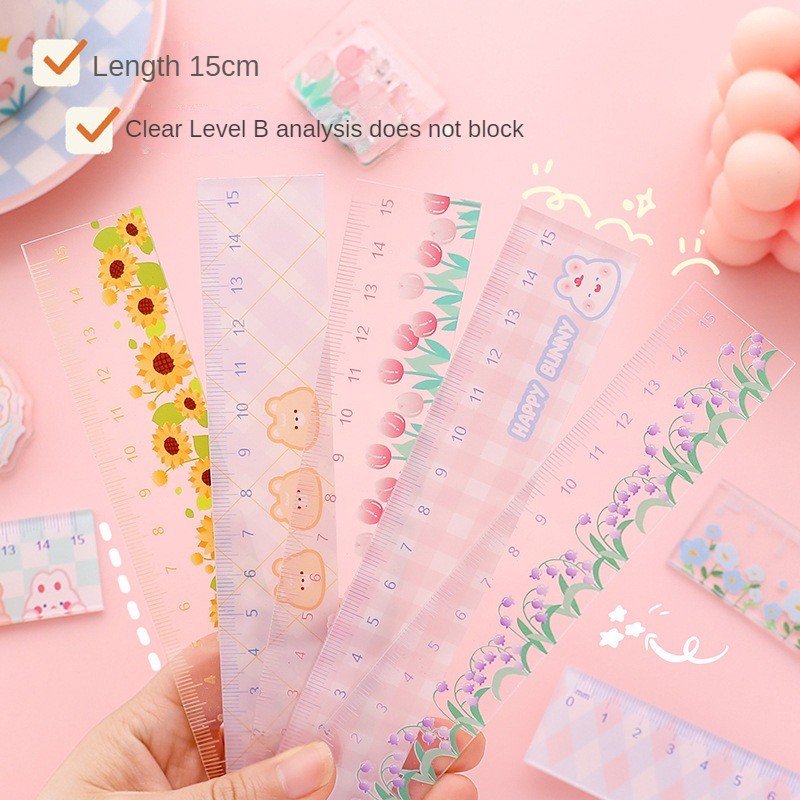

Flower Ruler School Supplies Kawaii Accessories 15cm Drawing Tool Back To School Transparent Regla Cute Stationery School Rules