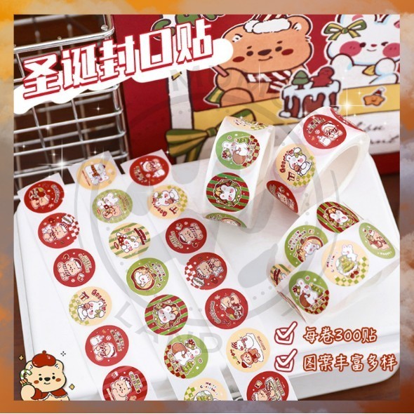 

(300 PCS) LENGKAP STIKER ROLL NATAL CHRISTMAS RABBIT BEAR CUTE LUCU DIY KARAKTER IMPORT