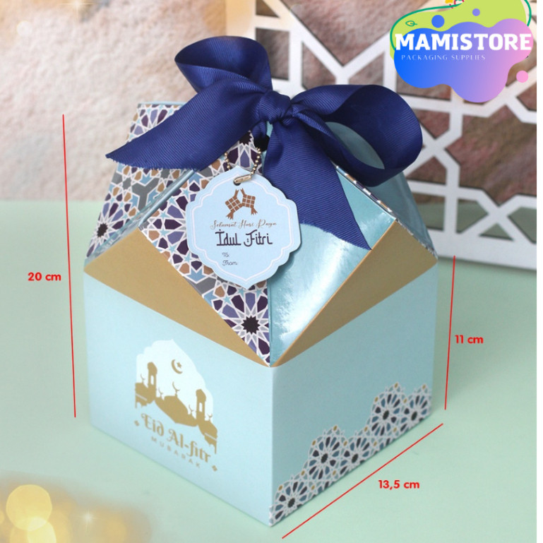 

Free Gift Tag - Box Idul Fitri Kerucut uk 13,5 x13,5x11 cm (muat 2 toples biggy 500 gr)