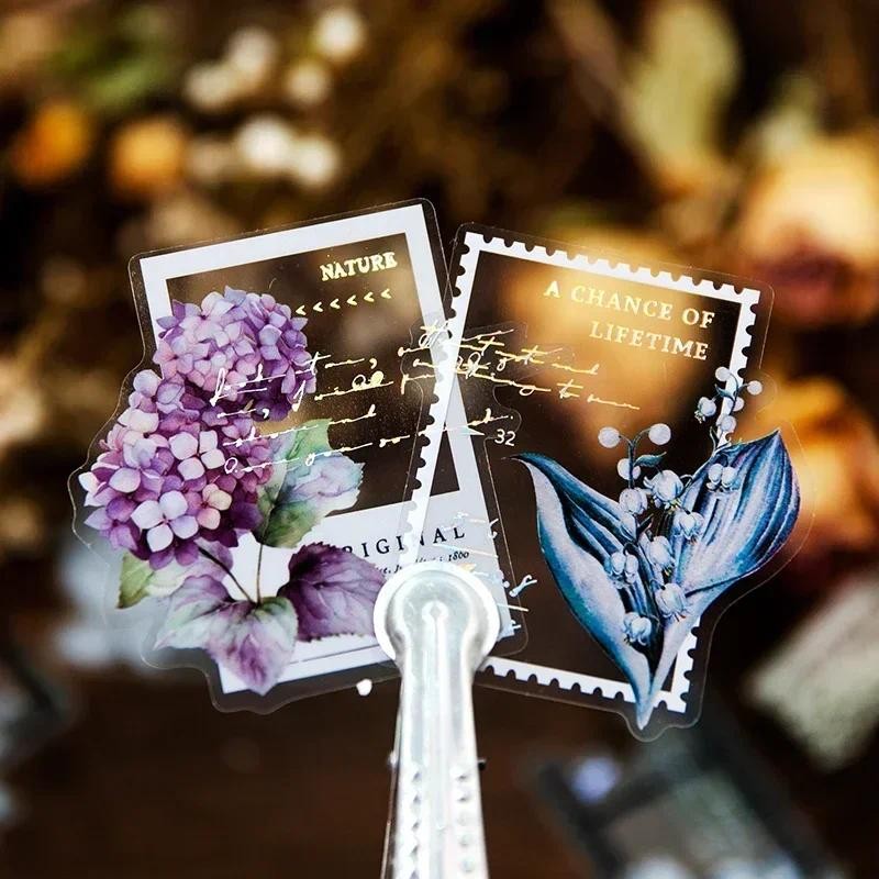 

30pcs PET Retro Film DIY Scrapbooking Decor Junk Journal Transparent Supplies Sticker Flower Stickers Stationery 120*85mm