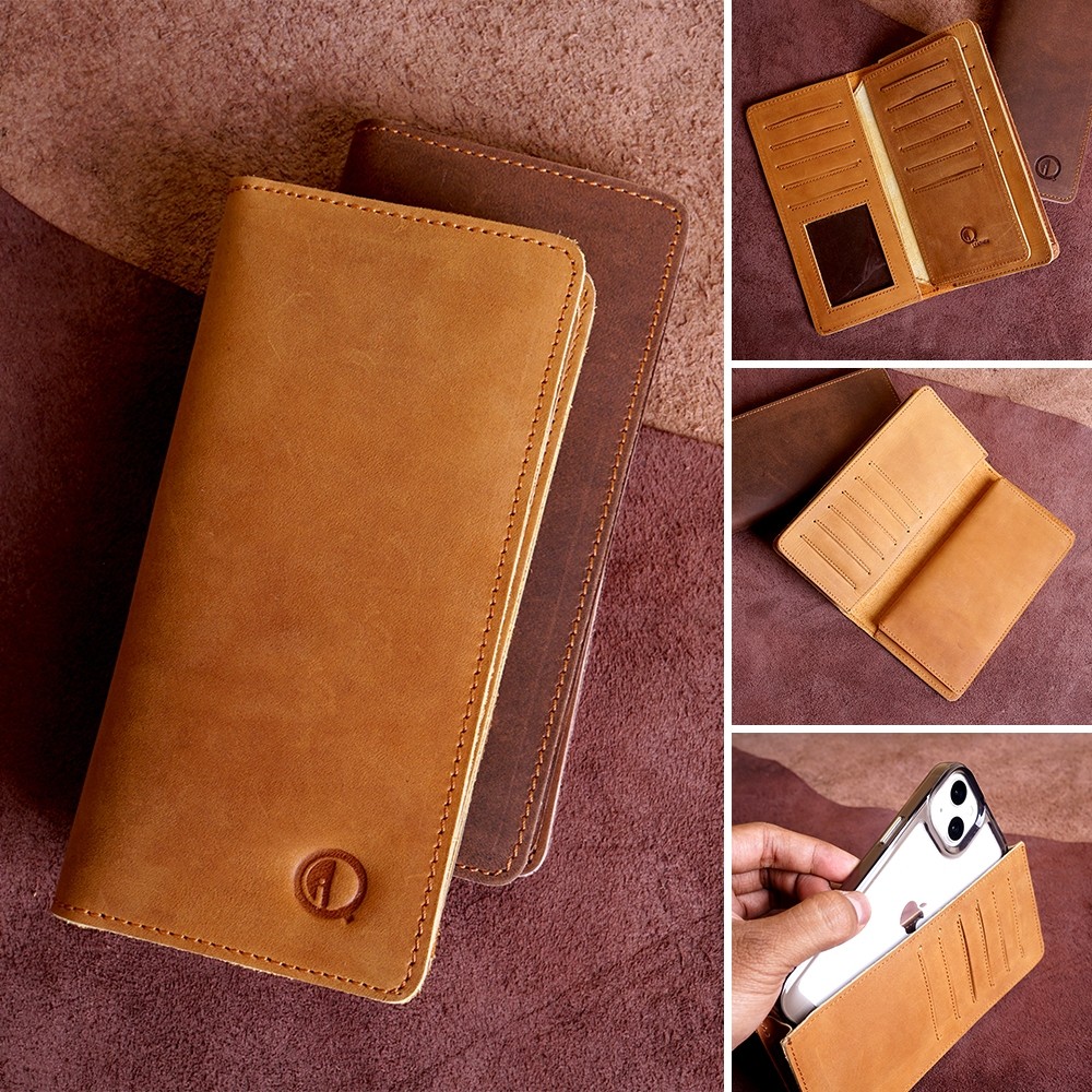 DF23ED F012 CH - Dompet Panjang Lipat Pria Cowok Kulit Asli Premium 18 Slot Kartu Super Awet
