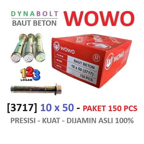 A. 150 Pcs - DYNABOLT 10 x 50 [3717] Wowo - Baut Beton Panjang 5 cm