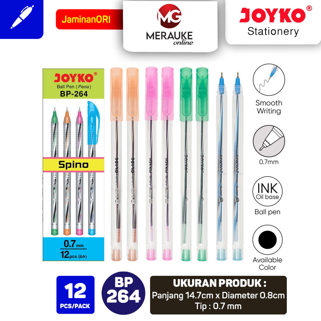 

Ballpoint JOYKO SPINO BP-264 0.7mm (1 Box isi 12 pcs)