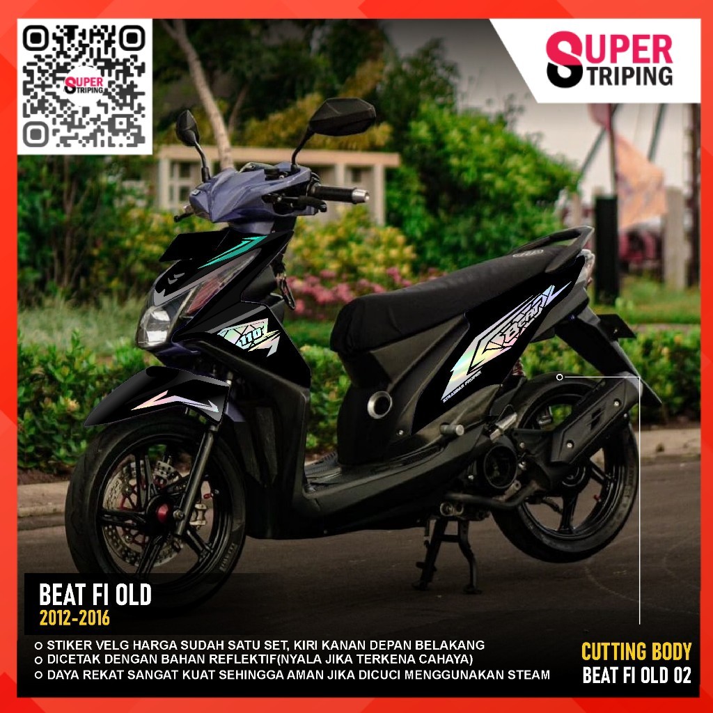 Sticker cutting body honda BEAT FI OLD - Stiker Striping Cutting MOTOR BEAT 2012  2016 KODE 02 Cutti