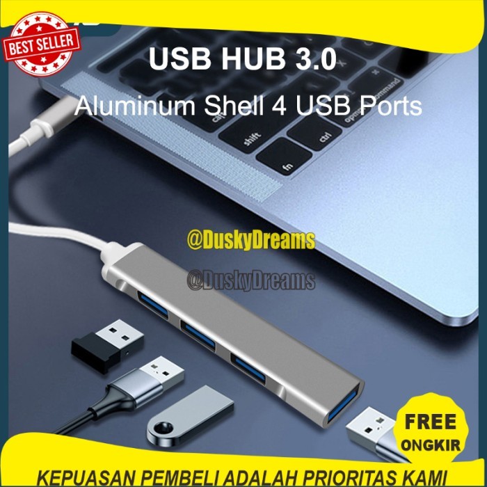 USB Hub Aluminium - Converter USB Type C / Kabel USB Converter - Grey