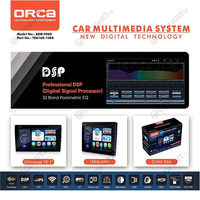 Head Unit TV Android 9" inch Universal ORCA ADR-9988 - HEAD UNIT SAJA