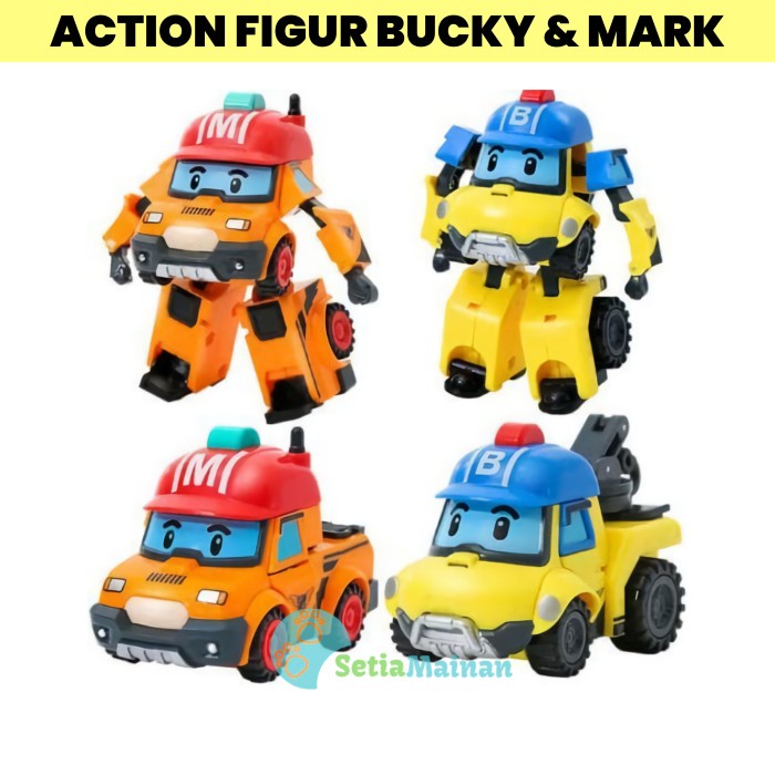 Mainan Anak Action Figure Robocar Poli Bucky Mark Mobil Berubah Robot - Bucky Kuning
