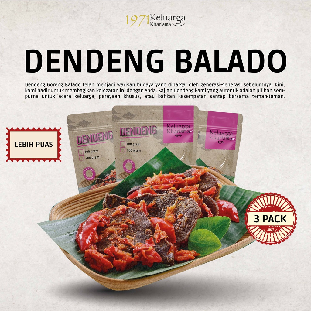 

Dendeng Balado Khas Keluarga Kharisma / 3 x 200 gram / Siap Makan / Instant / 100% Halal