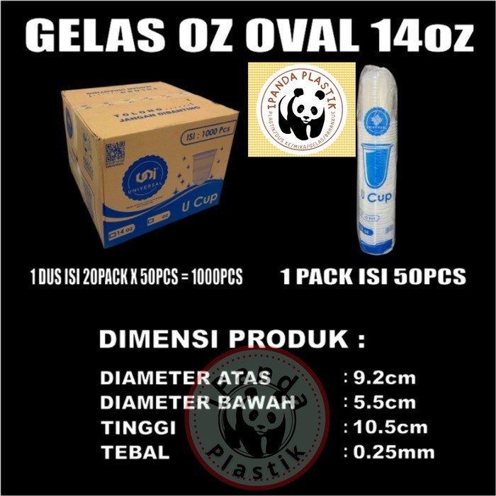 Gelas Plastik 14 oz - Cup oval Bulat - gelas cup oval 14 oz murah