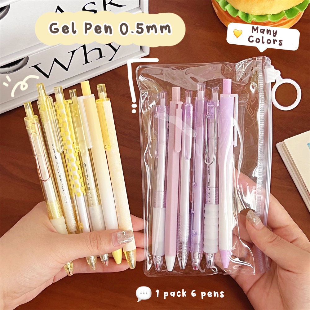 

Pulpen 0.5mm Gel Pen Mekanik Tinta Hitam Motif Warna Warni Aesthetic