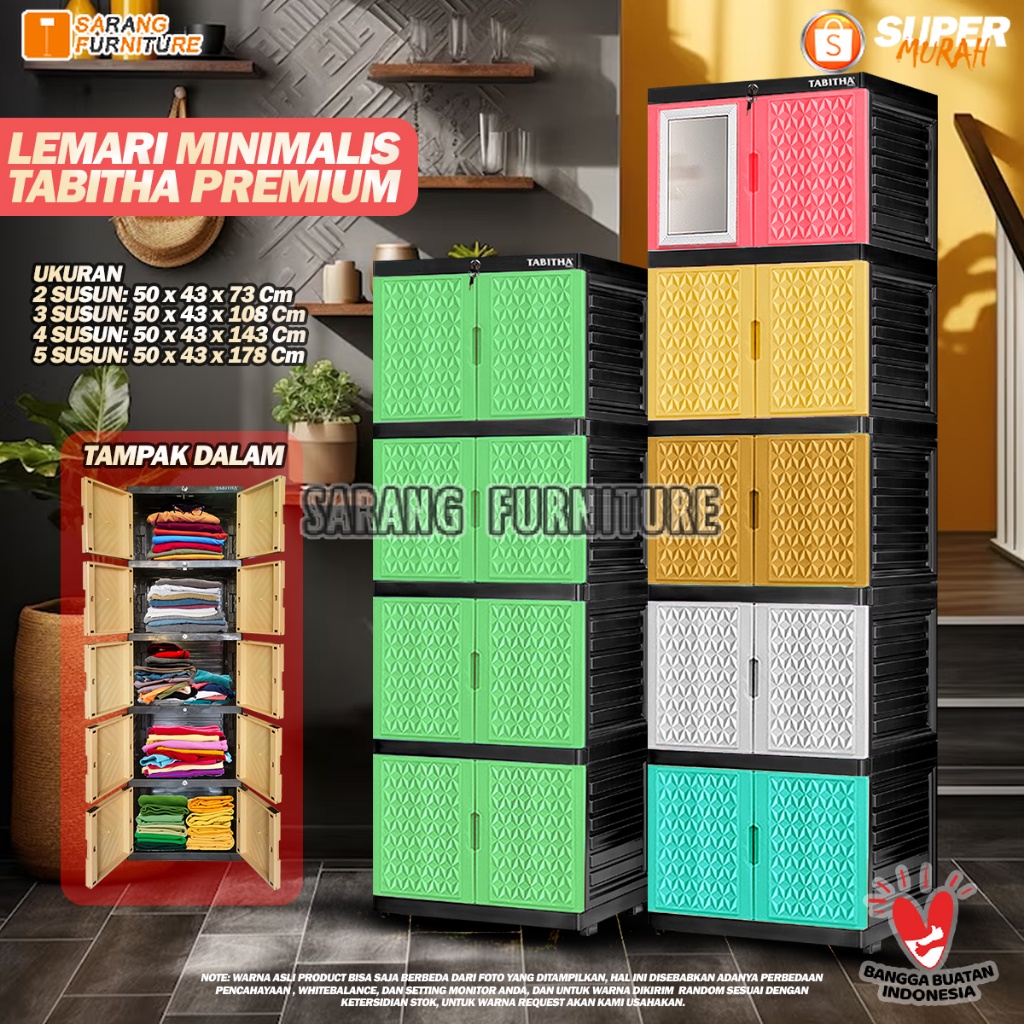 Tabitha Diamond - Lemari Pakain Plastik Tabitha Kunci Lemari Kaca Minimalis Cabinet
