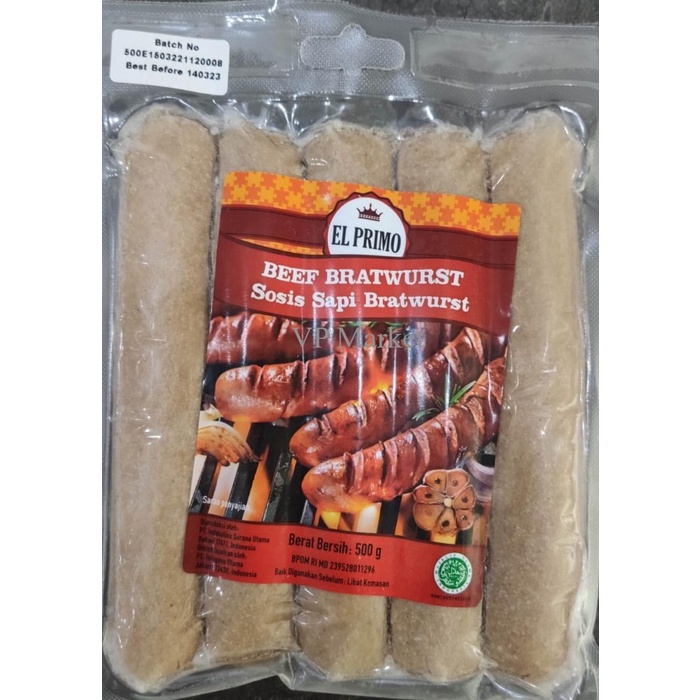 

EL PRIMO Sosis Sapi Bratwurst / Beef Bratwurst 500gr