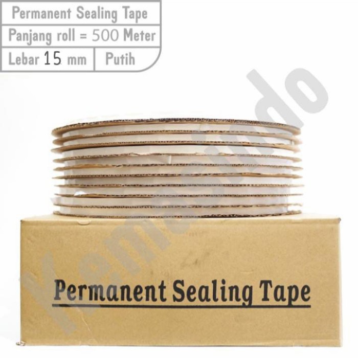 

Permanent Seal Tape Polymiler Sealing Lem Roll Amplop Plastik Uk. 15mm