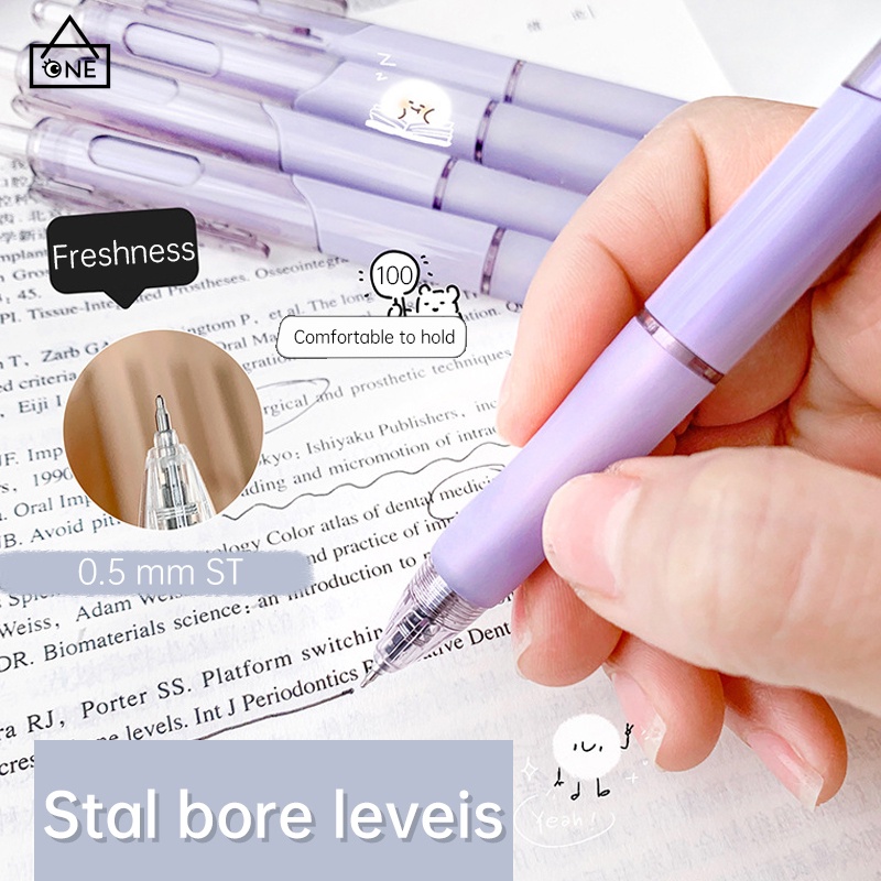 

COD❤️5pcs Morandi Color Sederhana Gel Pen Set 0.5mm Black Ink Pena Siswa Super Smooth Pena Kreatif -a.one