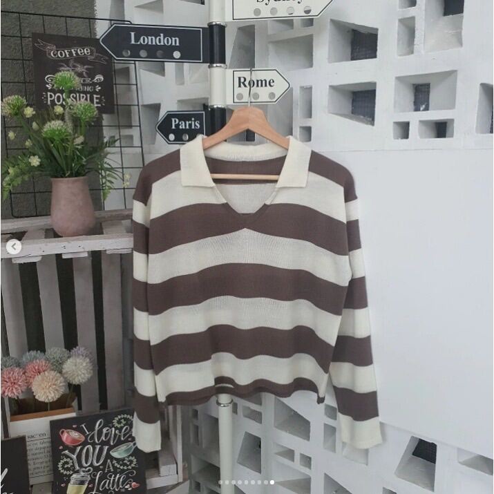 Sweater Rajut Oversize Atasan Knitted Fuji Outer Rajut Trendy-6