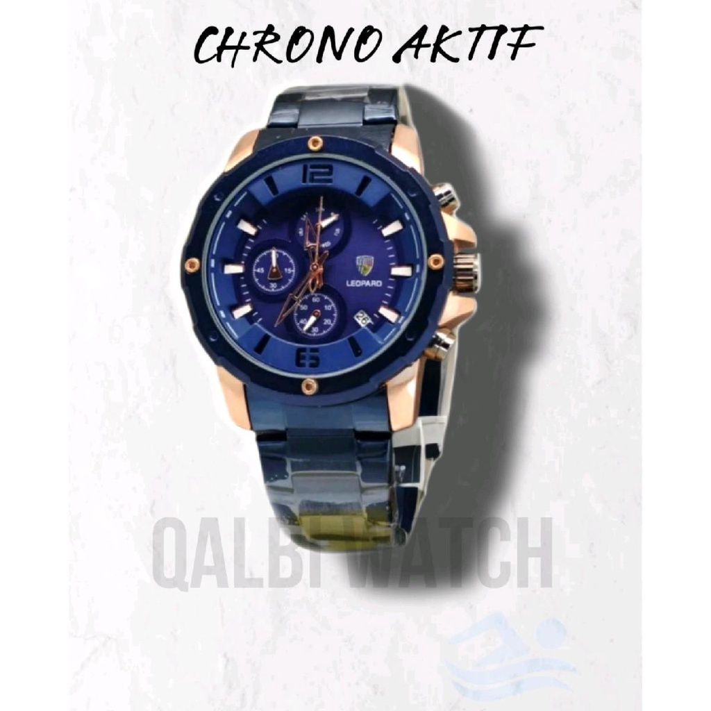 Jam Tangan Pria Analog LEOPARD 8806 ORIGINAL CHRONO AKTIF Diameter 4,6cm Anti Air Tahan air