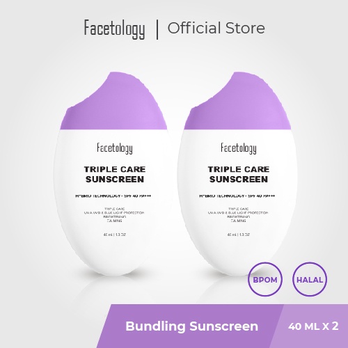 [SPF ASLI DI UJI INVIVO INVITRO] [FLASH SALE] FACETOLOGY Bundling Triplecare Sunscreen 2pcs GF