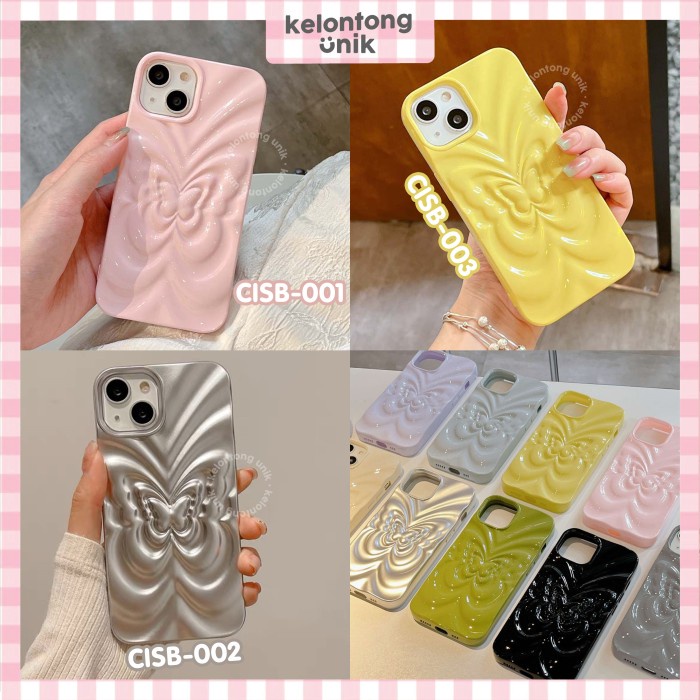 (For iPhone XR - 14) Butterfly Silicone 3D Textured Case - - Case Iphone Apple / Cassing Softcase Ip