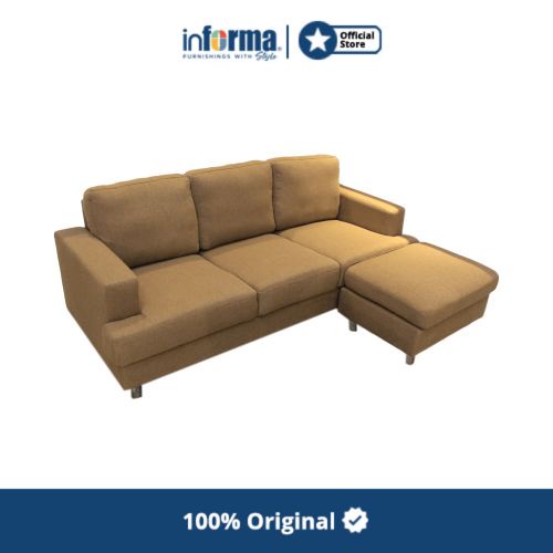 Informa Carvel Sofa L Sectional Fabric - Cokelat Tempat Duduk Empuk Sofa Bentuk L Ruang Tamu Fabric 