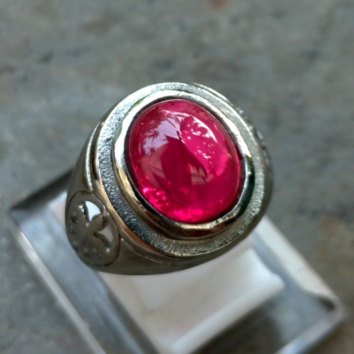 Cincin Silver Batu Mulia Merah Delima Crystal Natural Bangkok
