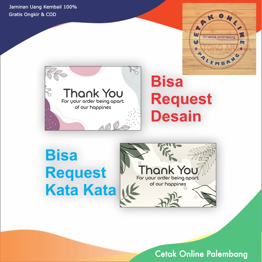 

Terlaris Thank You Card Custom Olshop / Lucu / Elegan / Simple / Bunga / Aesthetic READY di cetak_onlineplg Termurah