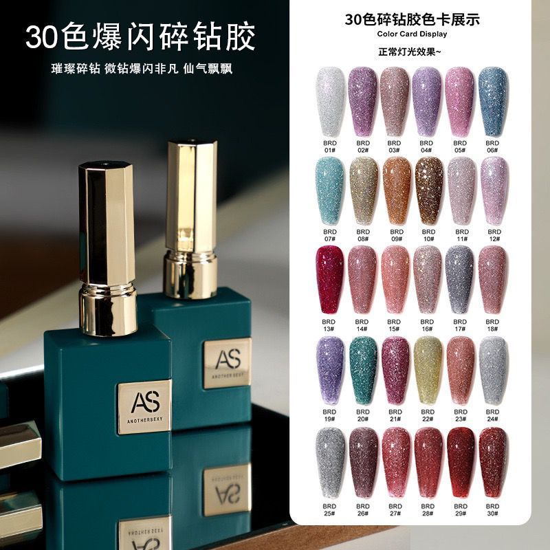 1 Set AS NAIL GEL KODE BRD GLITER FLASH AS KUTEK GEL 1 SET 30 WARNA / ANOTHER SEXY KUTEK GEL FLASH M