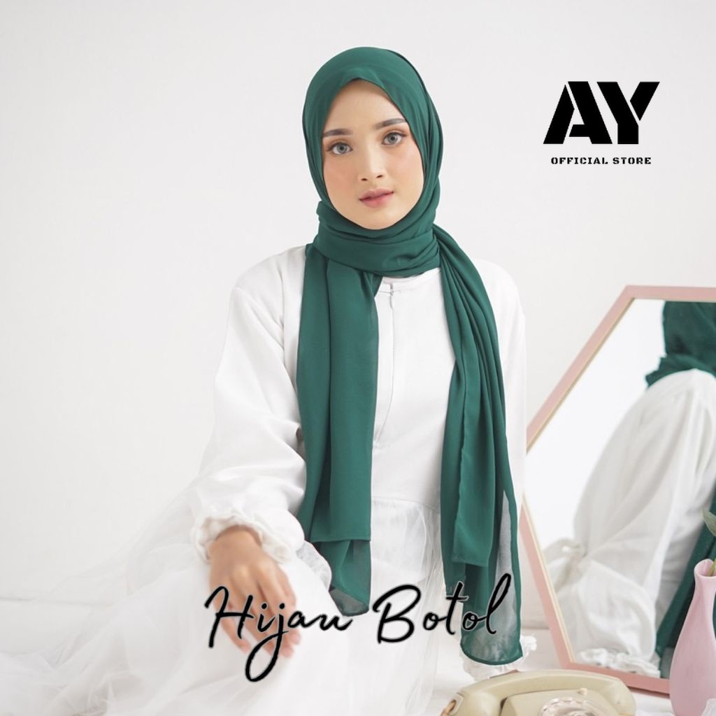 Pashmina Kerudung Hijab Panjang Berbahan Ceruty Bebydoll size 175x75 jahit tepi/Pashmina Kerudung Hi