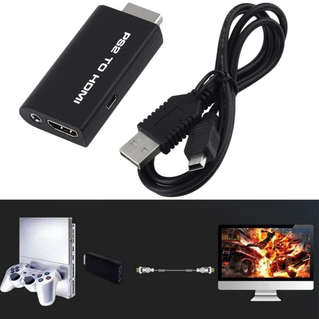 Video Konverter PS2 ke HDMI dengan 3.5mm Port - Kabel PS2 ke HDMI