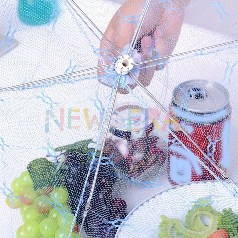 Newera Tudung Saji Lipat Umbrella Food Tudung Saji Bulat Lipat Transparan Cover Penutup Makan Jaring