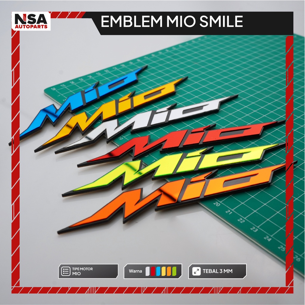 EMBLEM MIO SMILE SPORTY 2PCS LOGO MIO TIMBUL 3D EMBLEM YAMAHA MIO JAPAN 151 EMBLEM YAMAHA MIO 125 BU