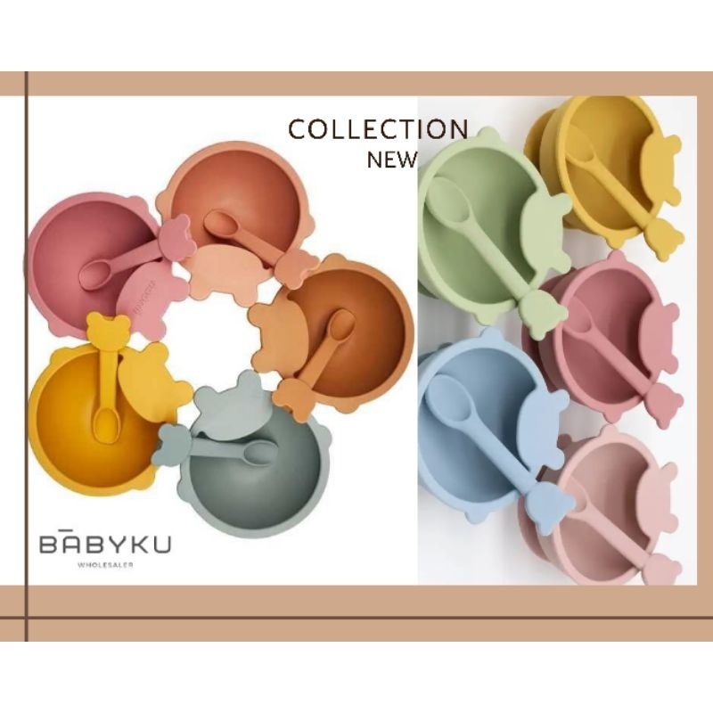 Mangkok bayi silikon suction anti tumpah / Bowl bear suction silicone / Mangkok makan bayi anti