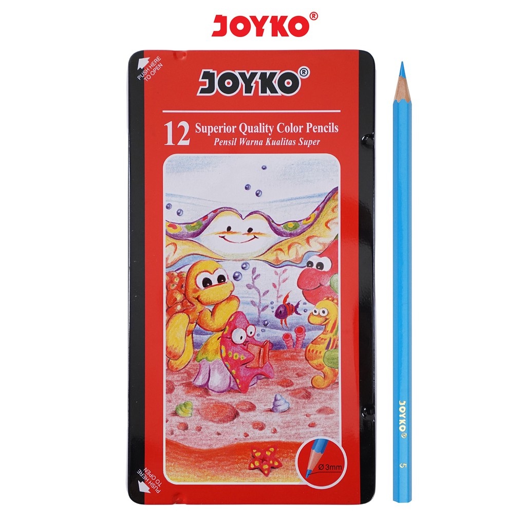 

[100% RealPict] Pensil Warna Kualitas Super JOYKO 12 Panjang METAL CASE / Kaleng / ORI CP-12TC