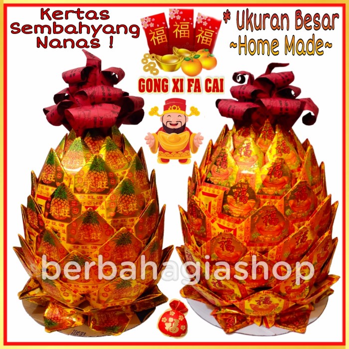 Kertas Sembahyang Dewa Nanas Imlek Ukuran Besar Kim Cua Lipat Nenas - Nanas