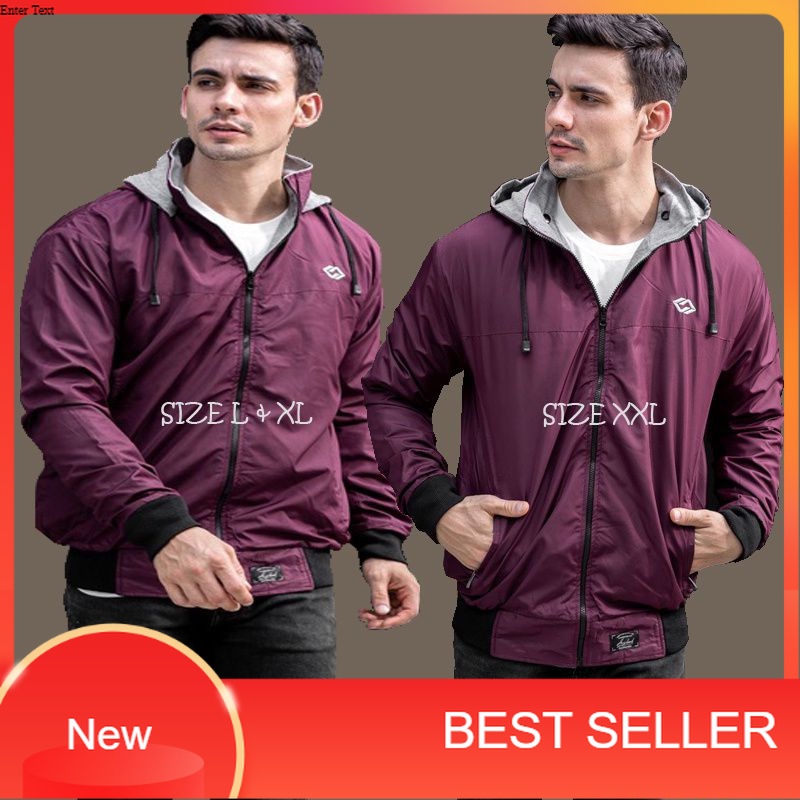 Promo jaket bolak balik big size pria L XL & XXL bahan taslan premium waterproof kualitas distro ana