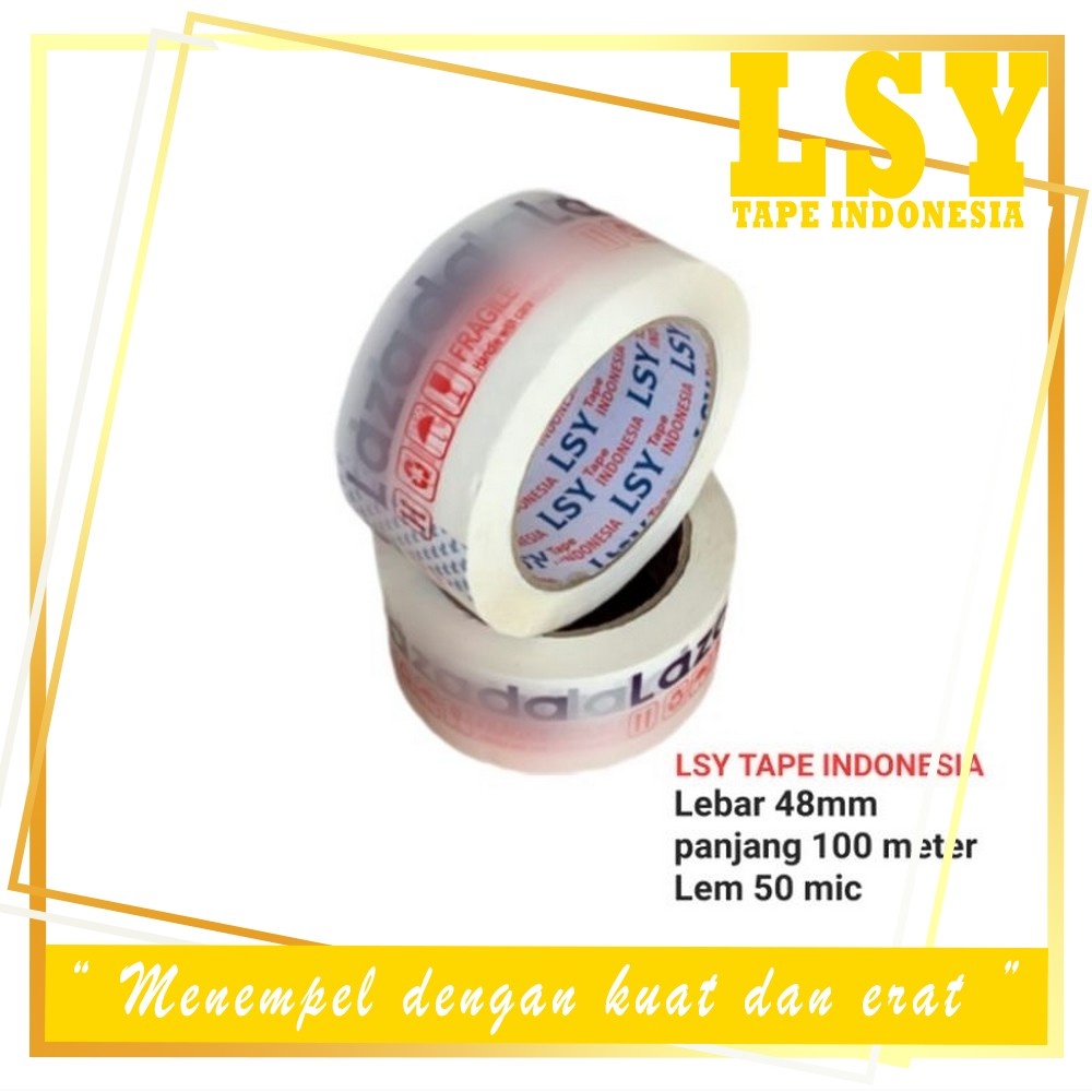 

LSY Lakban Printing Lazadaa Putih 48mm x 110yard Full Berkulaitas Lem