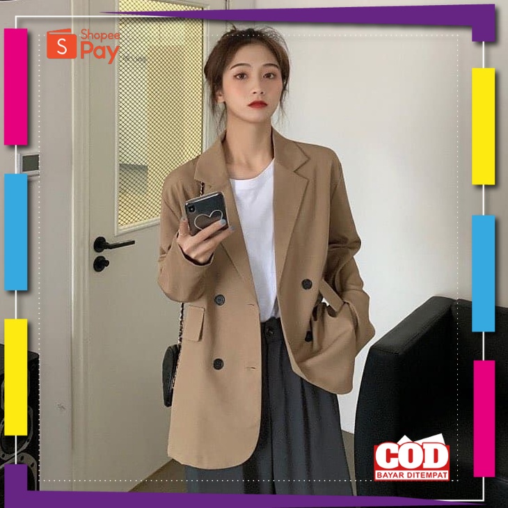PREMIUM KOREAN STYLE / Ara Blazer Oversize Wanita Korean Style | Outer Wanita Blazer Casual Semi For